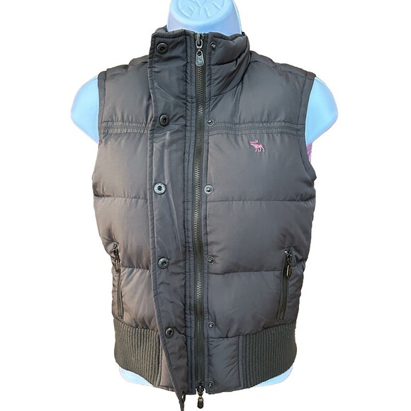 Abercrombie Kids Girls Brown Down Feather Puffer Vest Size Medium - Picture 3 of 6